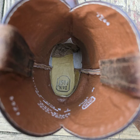 Dan Post Womens, Snip Toe, Brown Leather, Tan Stitching, Cowboy Boots, Size 7M - Picture 11 of 13